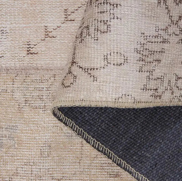 Beige Patchwork Rug offering a neutral, elegant floor covering in a modern bedroom.