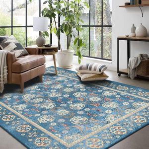 Custom-sized Blue Oushak Rug, adding timeless elegance to any room.