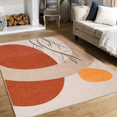 Abstract Harmony Rug with a modern blend of colors in a stylish living room