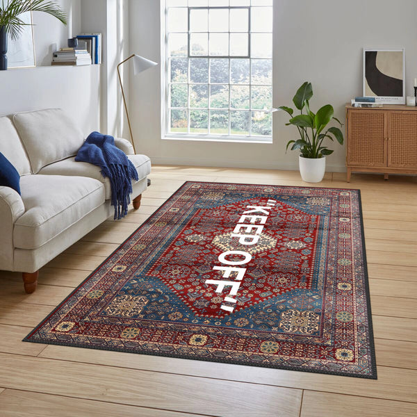 Artistic 'KEEP OFF' Themed Rug for Contemporary Home Decor