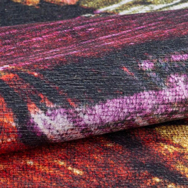Artistic Splash Rug with vibrant abstract splashes in a modern living room