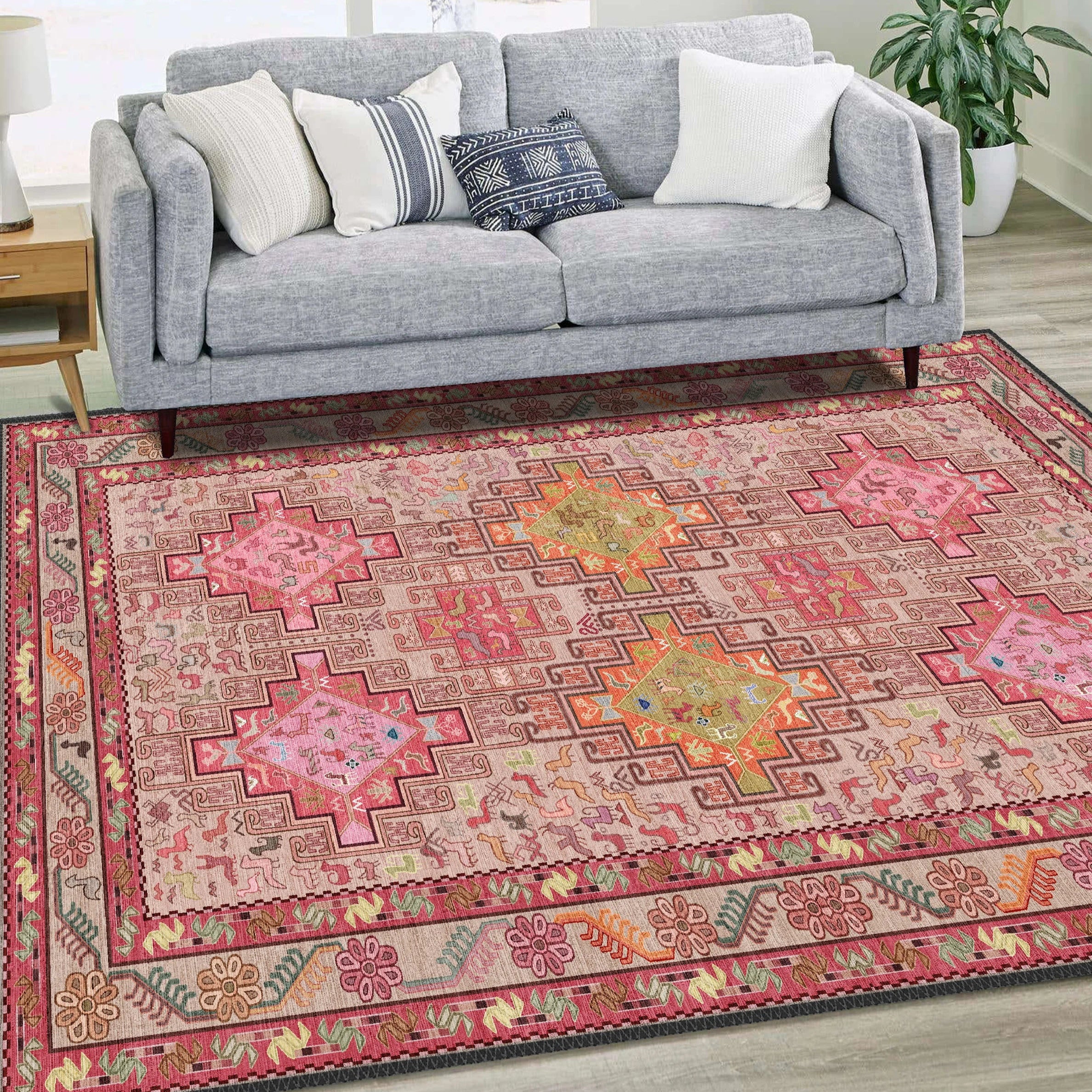 Pink Tribal Rug – Vibrant Patterns & Cotton Comfort | Turkiye Rug