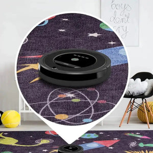 Bright and cheerful kids area rug in a classroom setting, enhancing interactive learning.