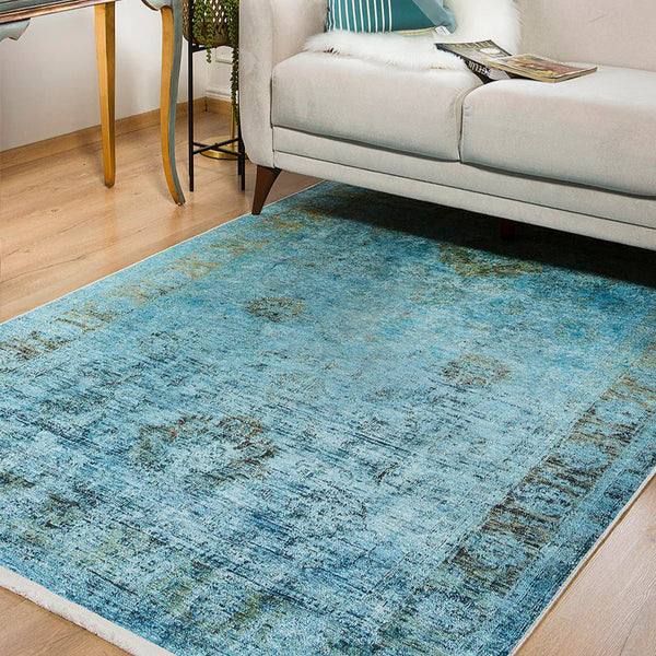 Turquoise Washable Rug
