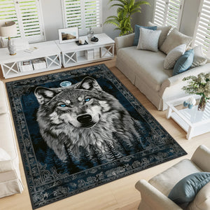 Celestial Wolf Portrait Rug - Enigmatic and Captivating
