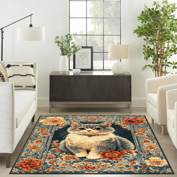 Charming Cat and Flower Rug – Enhance Your Home Aesthetic