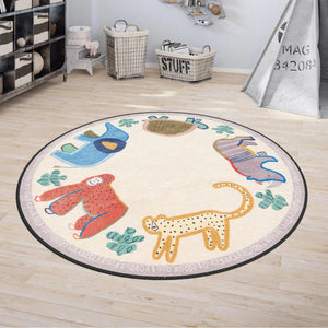 Children playing on the soft, vibrant Multi Pattern Playroom Rug.