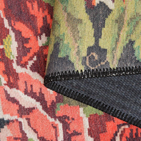 Close-up of Karabagh Floral Rug showcasing its detailed floral design and rich colors