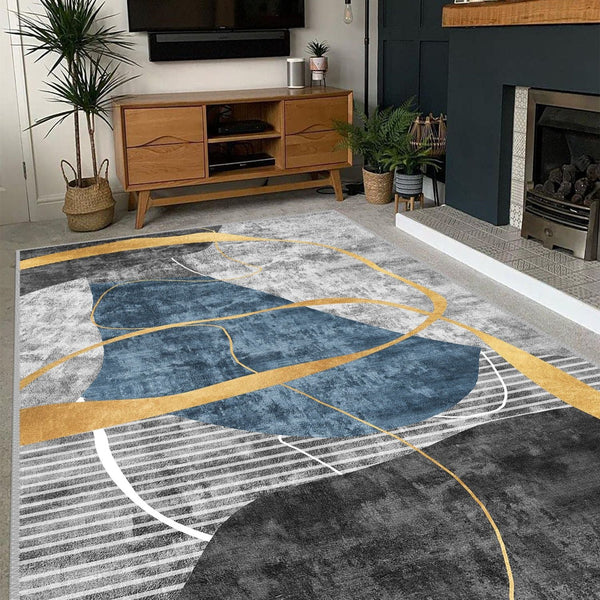 Close-up of a contemporary area rug with natural cotton material