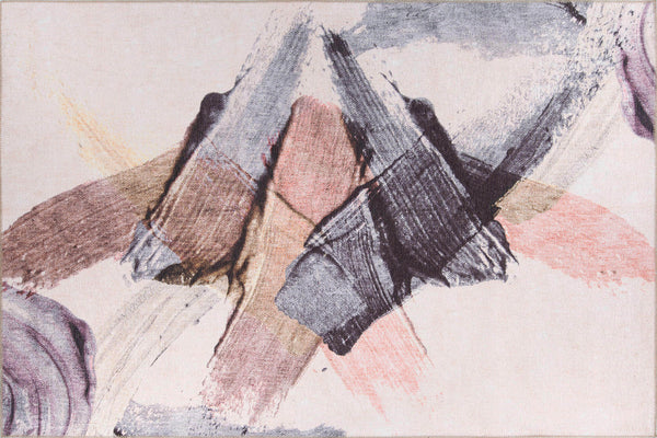 Close-up of the Dynamic Abstract Rug’s low-profile pile and vibrant pattern