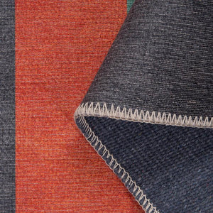 Close-up of the Unique Abstract Rug’s bold design and low-profile pile