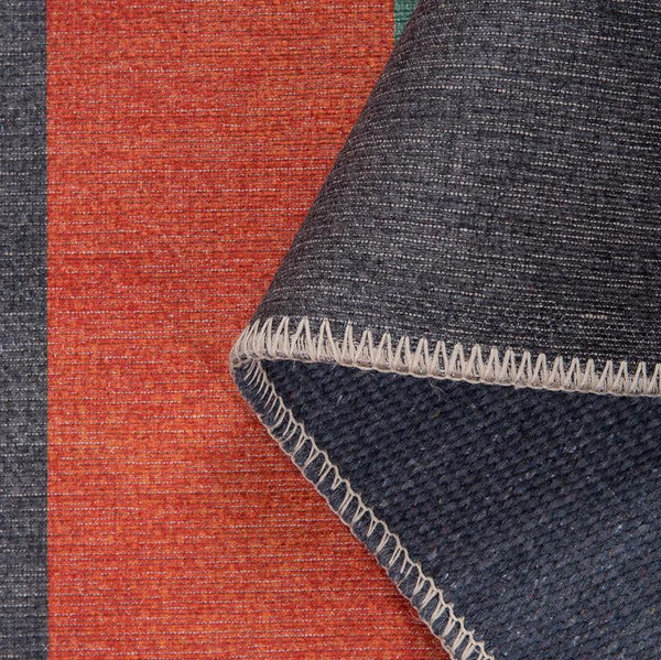 Close-up of the Unique Abstract Rug’s bold design and low-profile pile