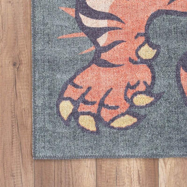 Close-up of the Vibrant Tiger Rug’s striking colors and low-profile pile