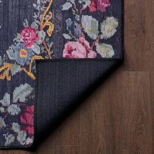 Close-up of the intricate design and vibrant colors of the Moldovian Black Rug