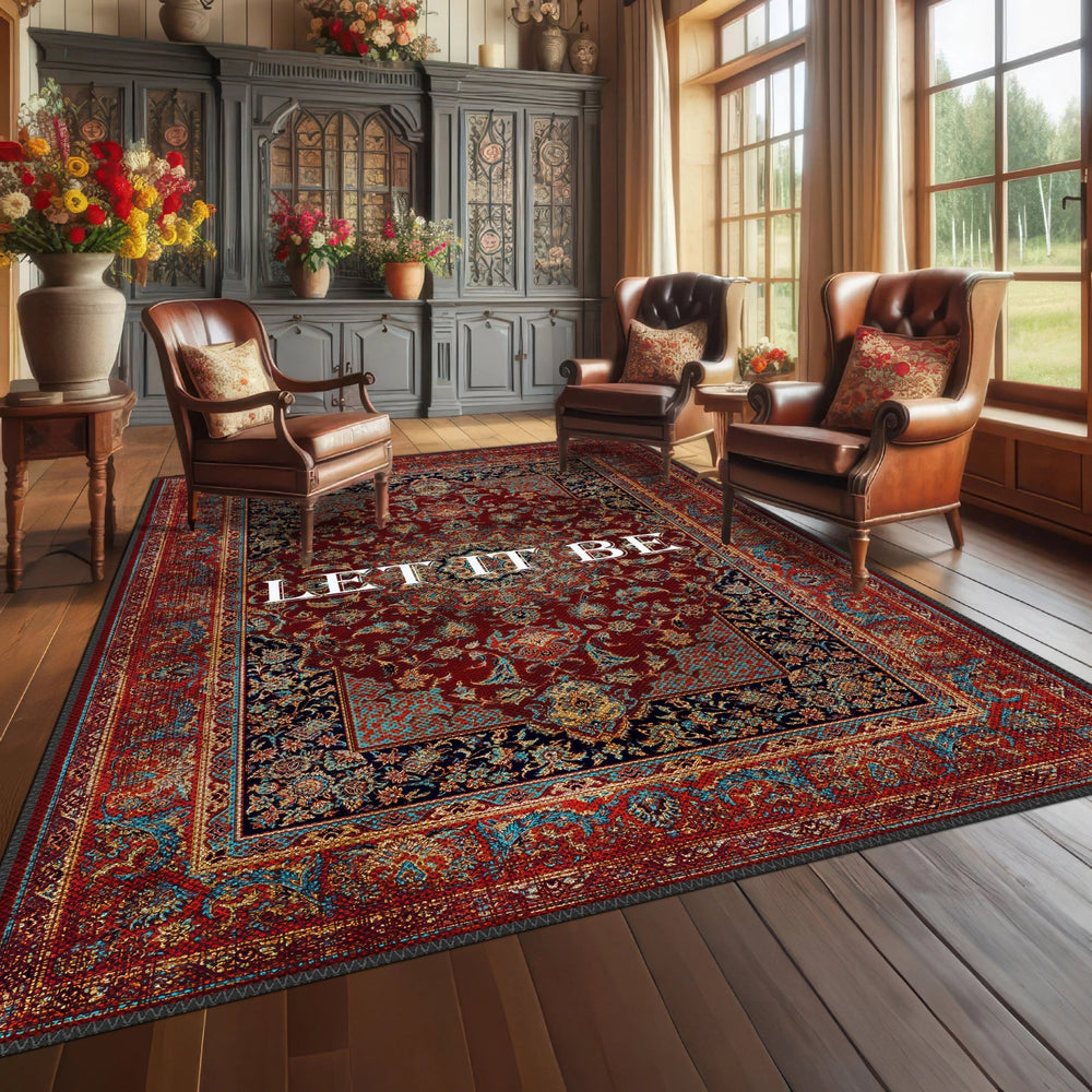 Let it Be - Oriental Art Rug displayed in a stylish living room