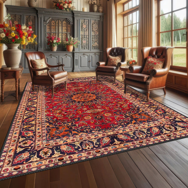 Close-up of the soft fibers of the Luxury Oriental Rug, highlighting craftsmanship