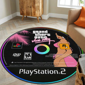 Close-up of the vibrant design on the GTA PlayStation Carpet