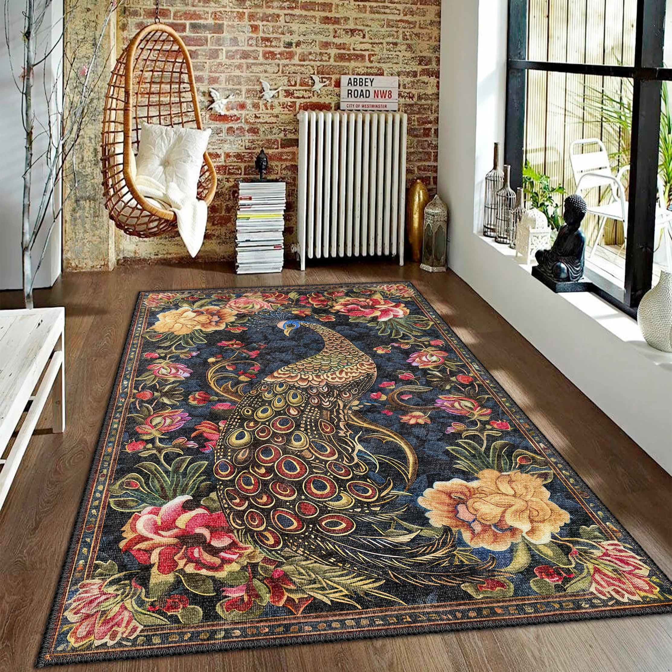 Elegant Peacock Rug – Regal Beauty & Cotton Comfort | Turkiye Rug
