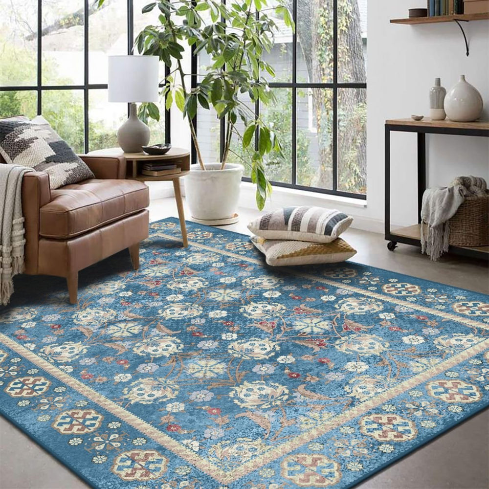 Custom-sized Blue Oushak Rug, adding timeless elegance to any room.