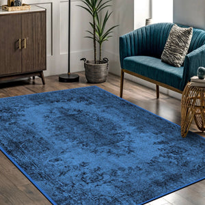 Custom-sized Dark Blue Area Rug, adding sophistication to any room