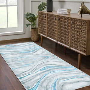 Custom size options for the Blue Marble Rug, ideal for contemporary spaces