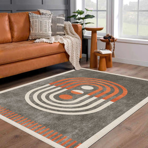 Detailed view of a modern floor rug showcasing quality cotton and modern design