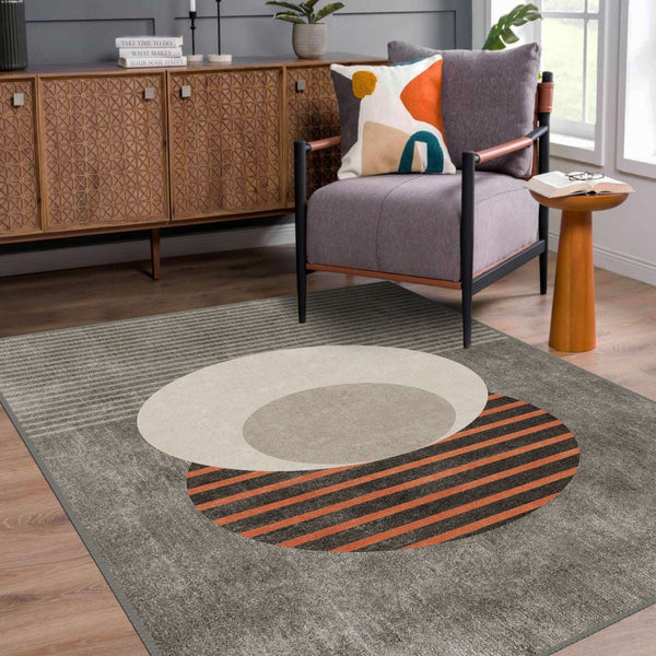 Detailed view of a subtle tones rug showcasing soft, earthy colors and quality cotton