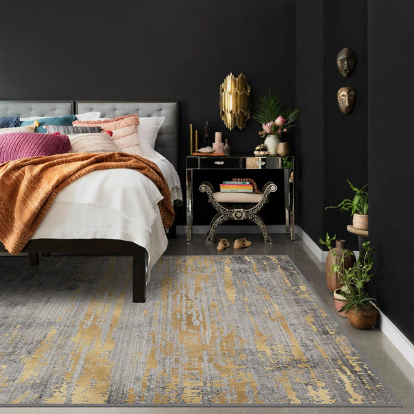 Detailed view of an elegant gray rug showcasing quality cotton and sophisticated design
