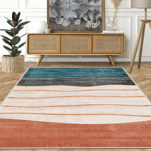 Durable and hypoallergenic Artistic Wave Rug for family-friendly space