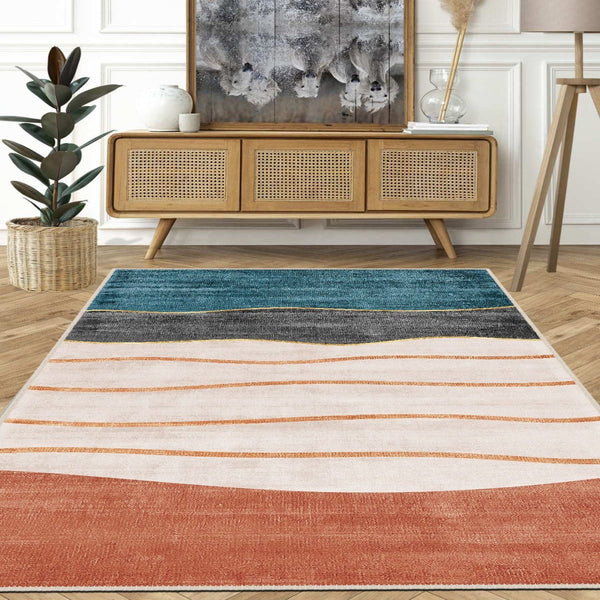 Durable and hypoallergenic Artistic Wave Rug for family-friendly space