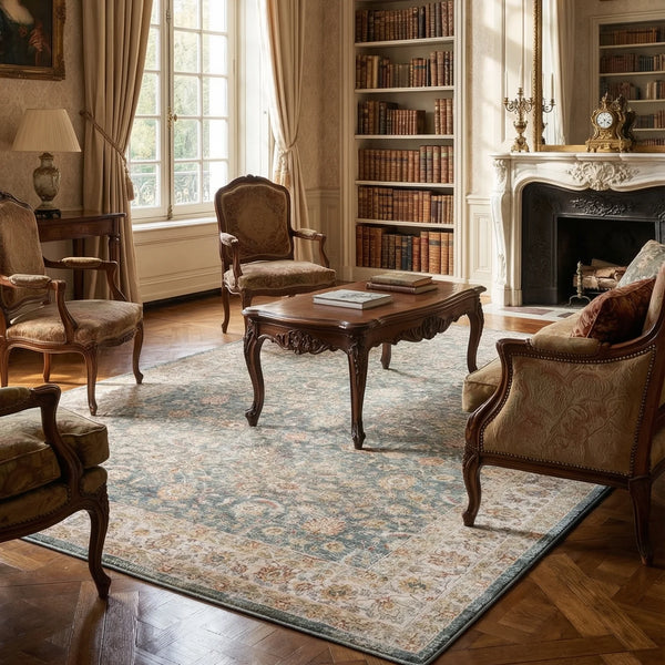 Soft Blue Traditional Rug