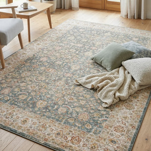 Soft Blue Traditional Rug