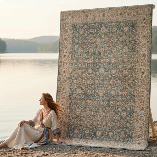 Soft Blue Traditional Rug