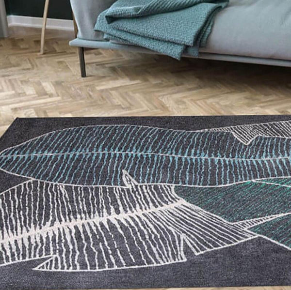Elegant Leaf Rug with delicate leaf pattern in a sophisticated living room