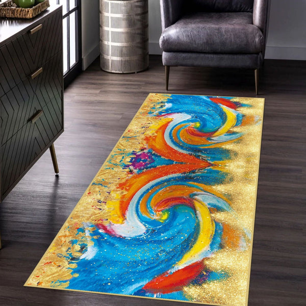 Family-friendly abstract swirls rug crafted for comfort and resilience