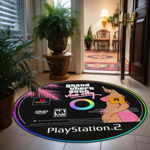 GTA PlayStation Carpet enhancing a gaming room setup.