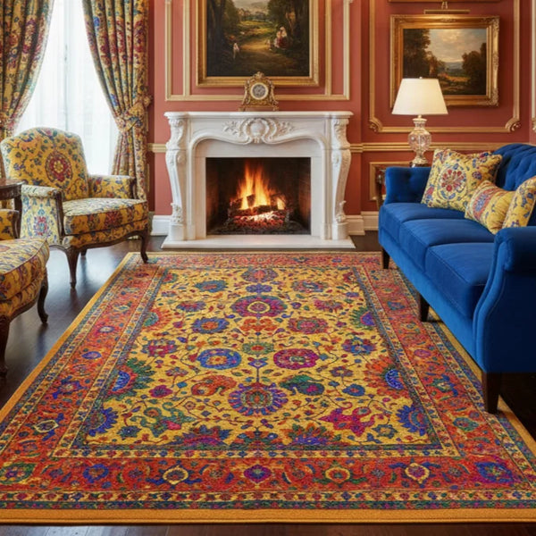 Warm Toned Yellow Rug - KL 428
