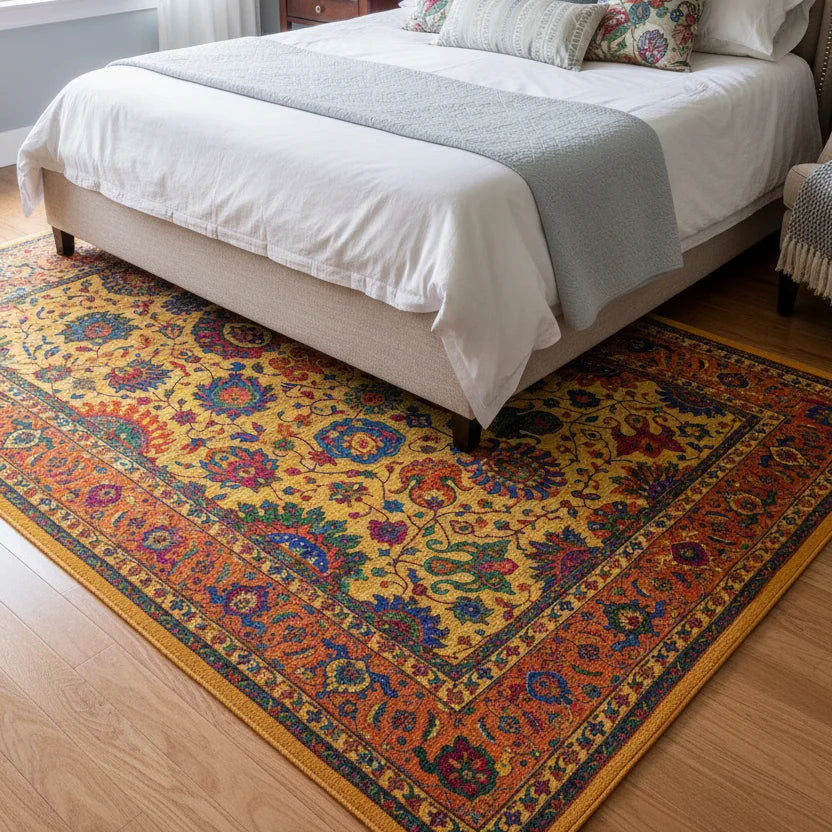 Warm Toned Yellow Rug - KL 428