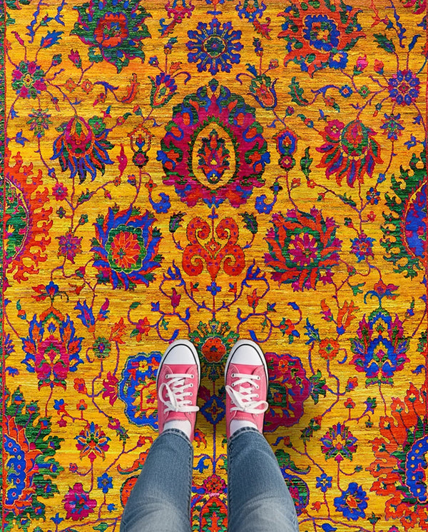 Warm Toned Yellow Rug - KL 428