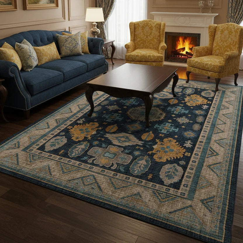 Navy Background Heritage Rug – KL 393