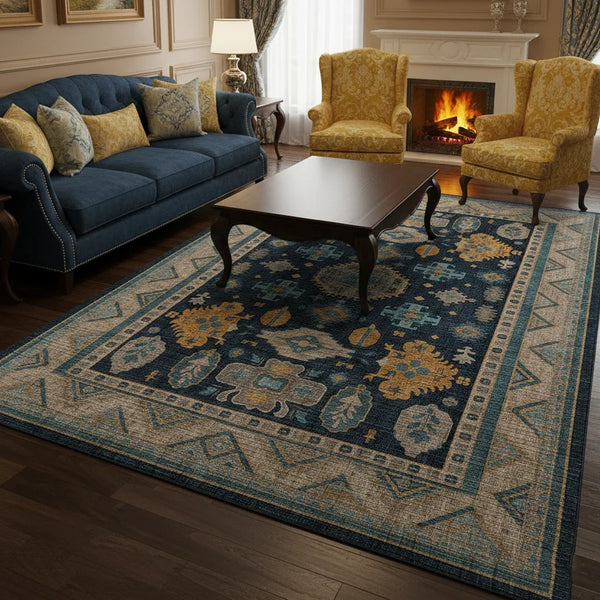 Navy Background Heritage Rug – KL 393