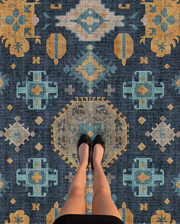 Navy Background Heritage Rug – KL 393