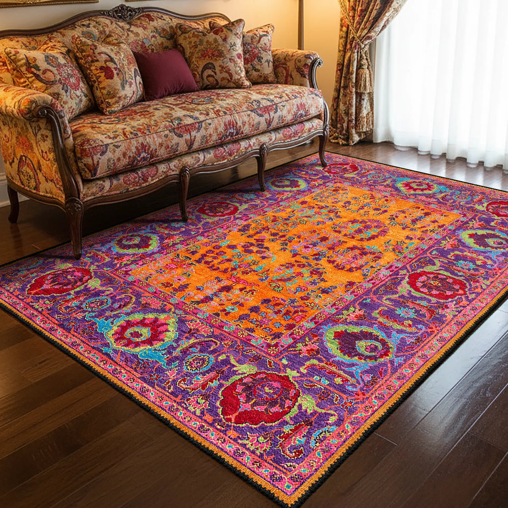 Colorful Ethnic Washable Rug