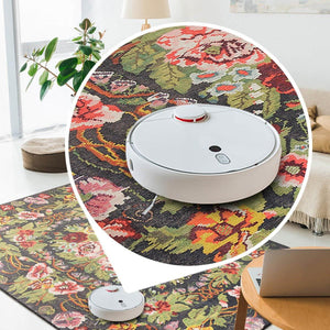 Karabagh Floral Rug under a dining table, adding cultural beauty and comfort