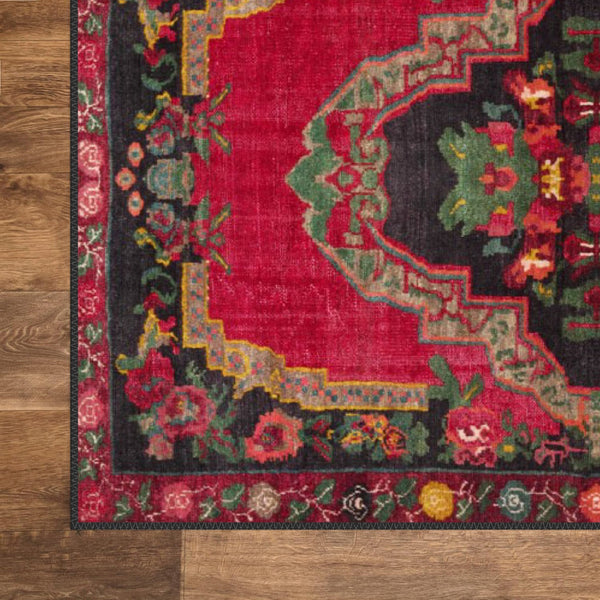 Karabakh Floral Rug placed in a hallway, highlighting its vibrant floral motifs and elegant design