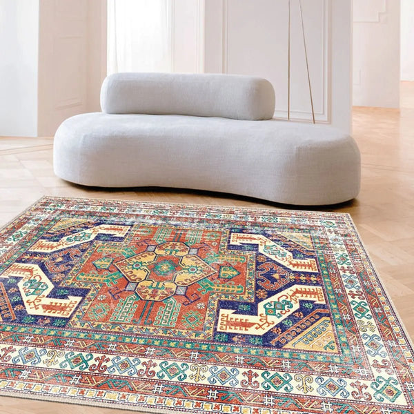 Kazakh Runner Rug displayed in a stylish hallway