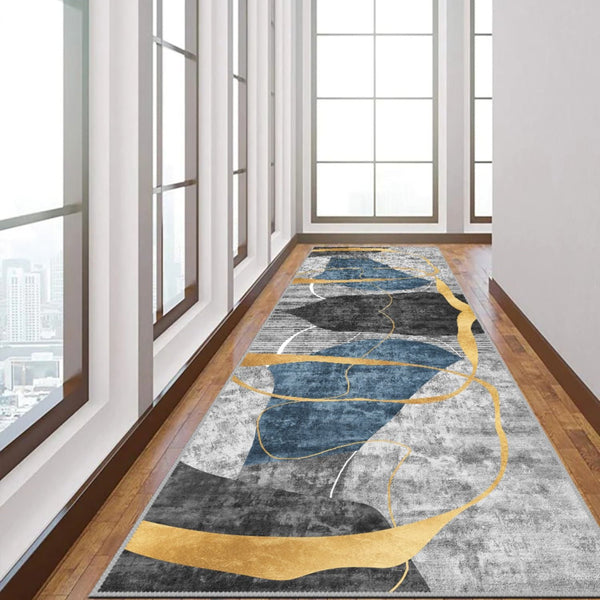 Large contemporary area rug in a modern dining room