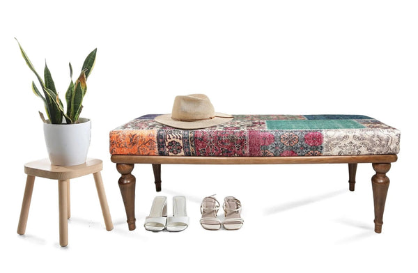 Patchwork Upholstered Bench- My Store
