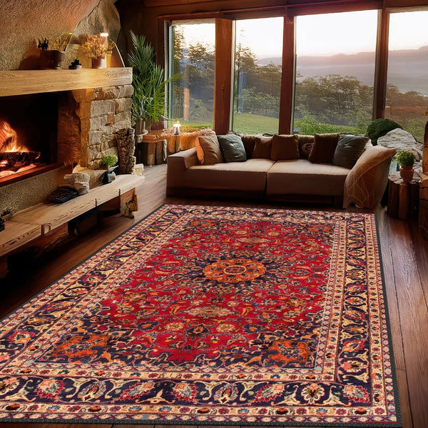 Luxury Oriental Rug showcasing intricate patterns in a beautifully decorated living room