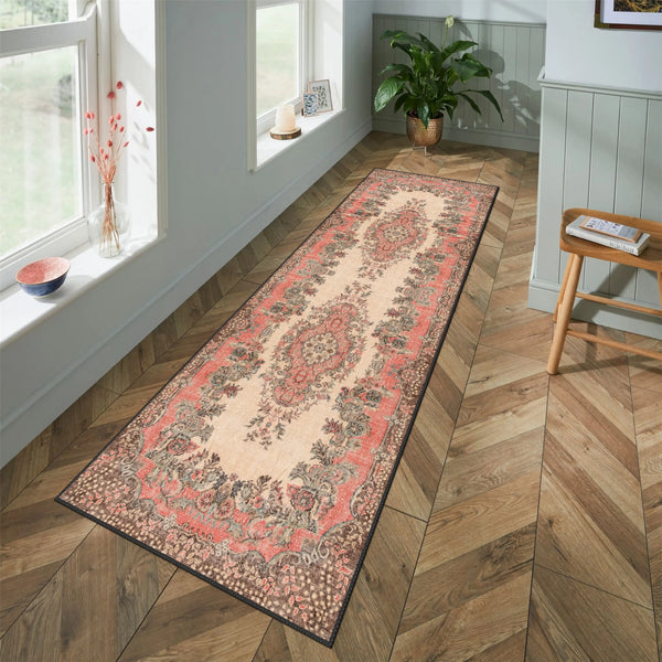 Beige-Pink Medallion Rug
